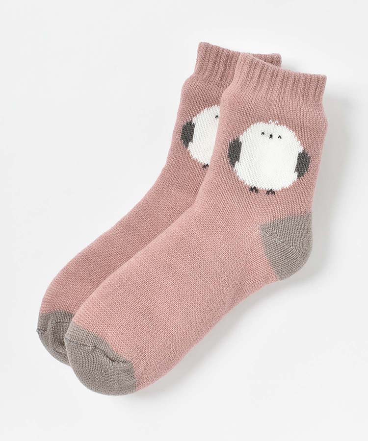 シマエナガワンポイント裏ボアソックス