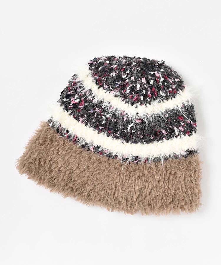 シャギーラインニット帽