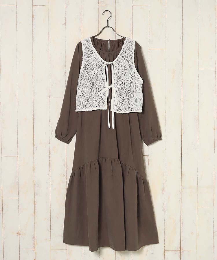 コード編みベスト付ワンピース