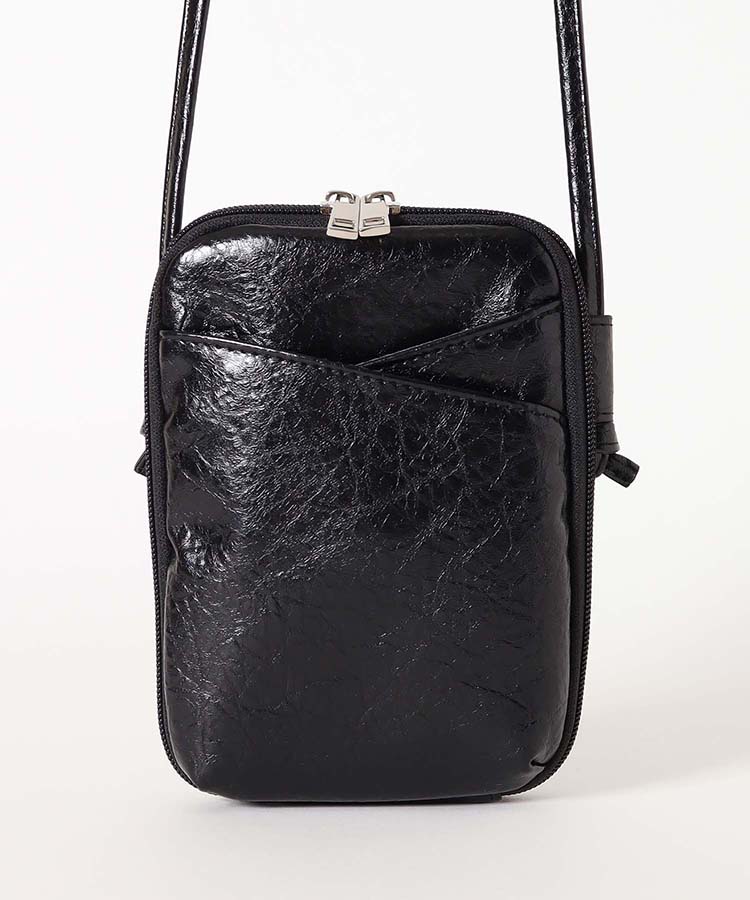 クラック風合皮スマホショルダー