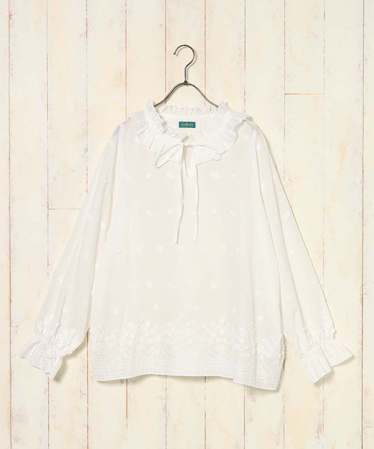 le petaleフリルカラーフラワーブラウス