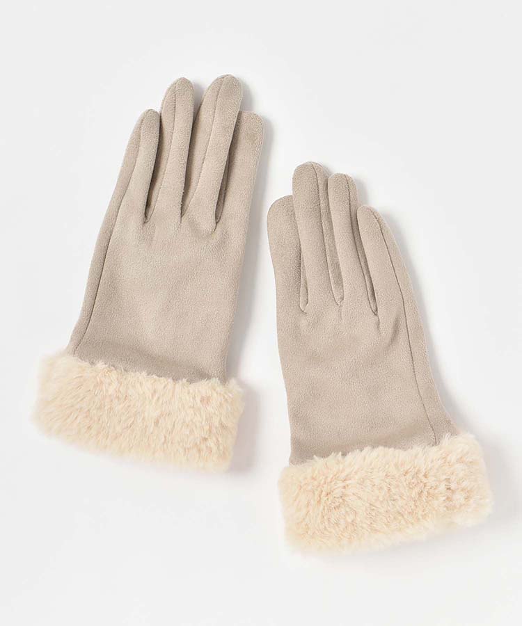 フェイクスエード指フードファーグローブ