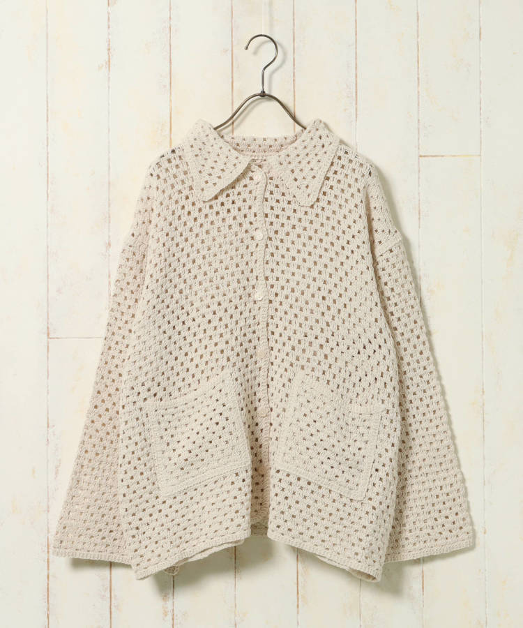 ≪SALE≫【WEB限定】クロシェシャツカラートップス