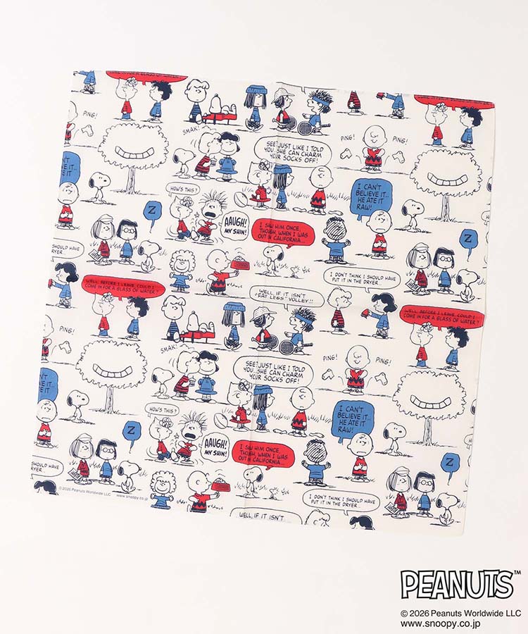 PEANUTSスクロールイラストプリントハンカチ