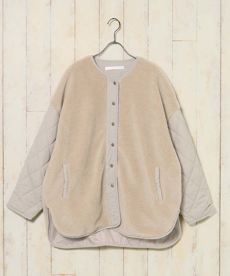 ボア切り替えキルティングコート