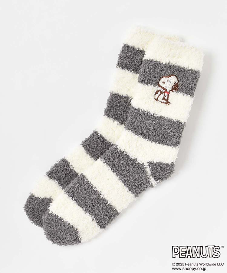 スヌーピーふわもこサガラ刺繍ソックス