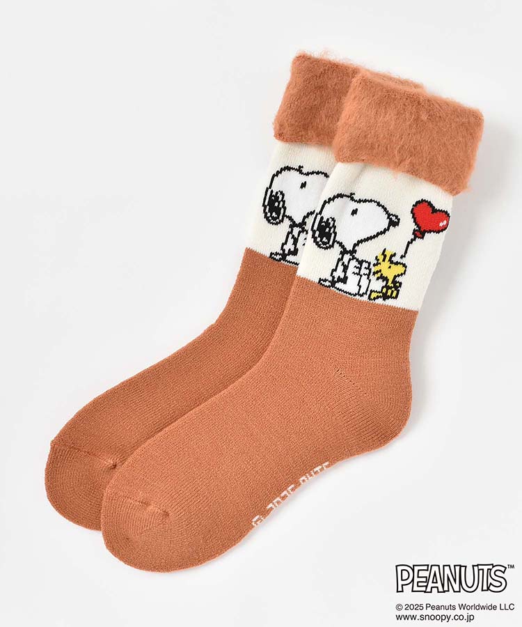 スヌーピーバルーン裏起毛ソックス