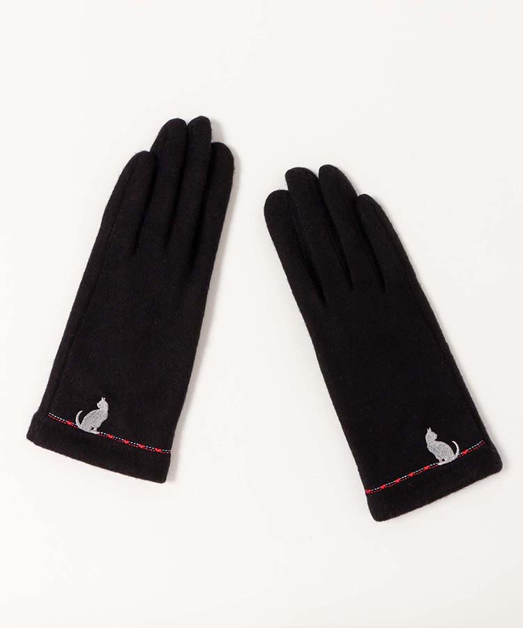 指フードキャット刺繍グローブ