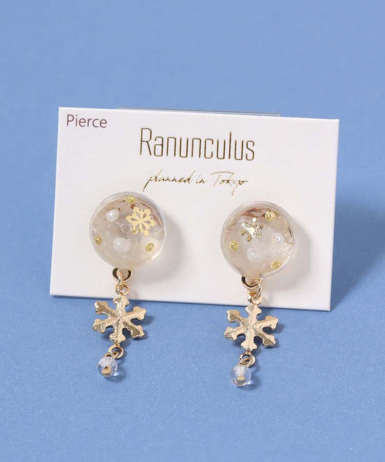 スノーフレーク封入ピアス