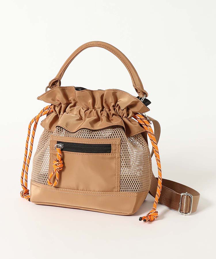 メッシュ2WAYナイロン巾着トート