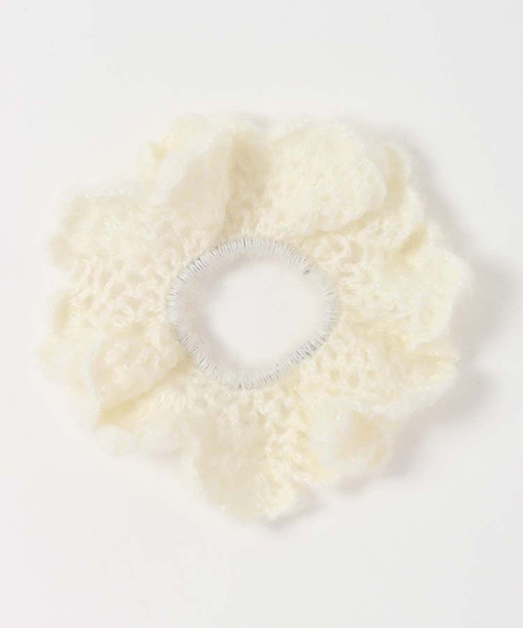 モヘアクロシェ編みシュシュ