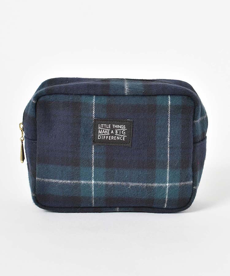 起毛チェック柄スクエアポーチ