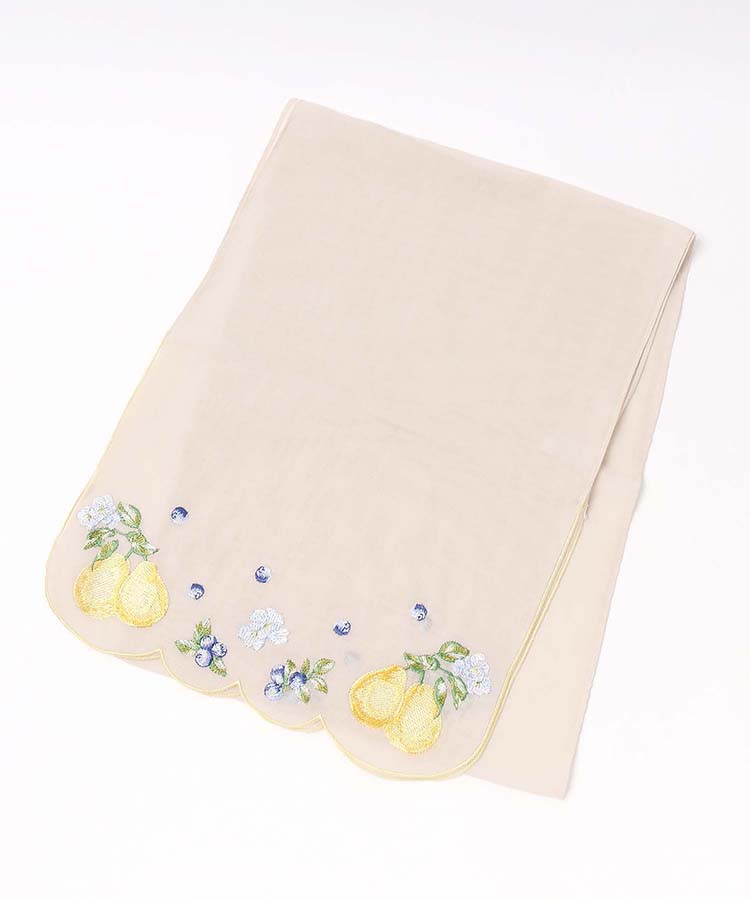スカラップ刺繍フルーツ柄ストール