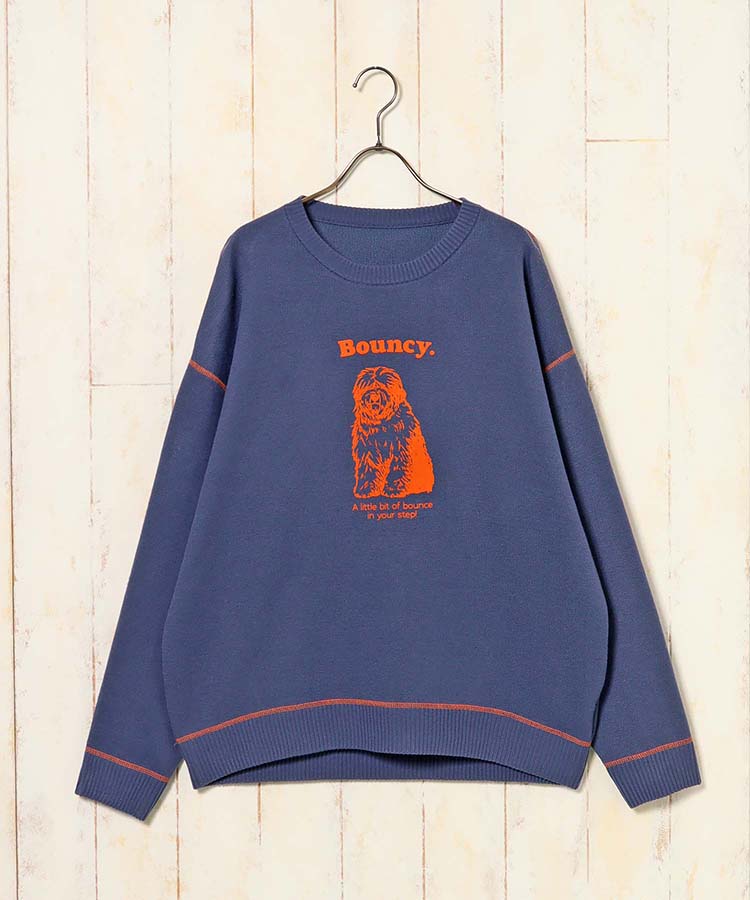 Bouncy.フロッキープリントニットプルオーバー