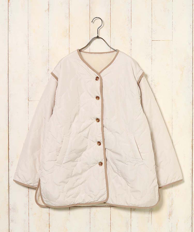 ≪SALE≫付け袖3wayリバーシブルキルトボアブルゾン
