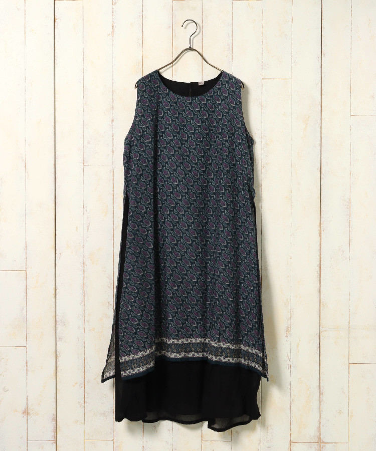 ≪SALE≫袖なしペイズリーワンピース