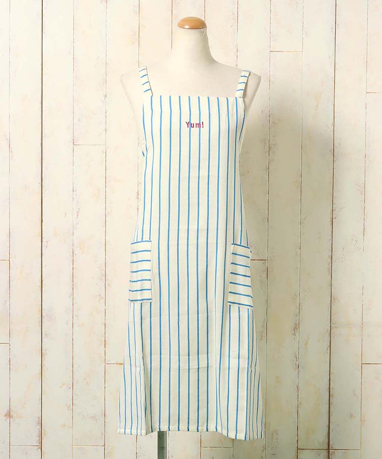ロゴ刺繍ストライプエプロン