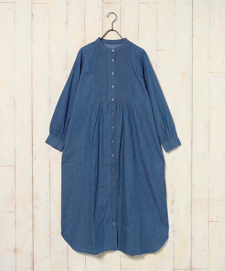 ピンタックデニムワンピース