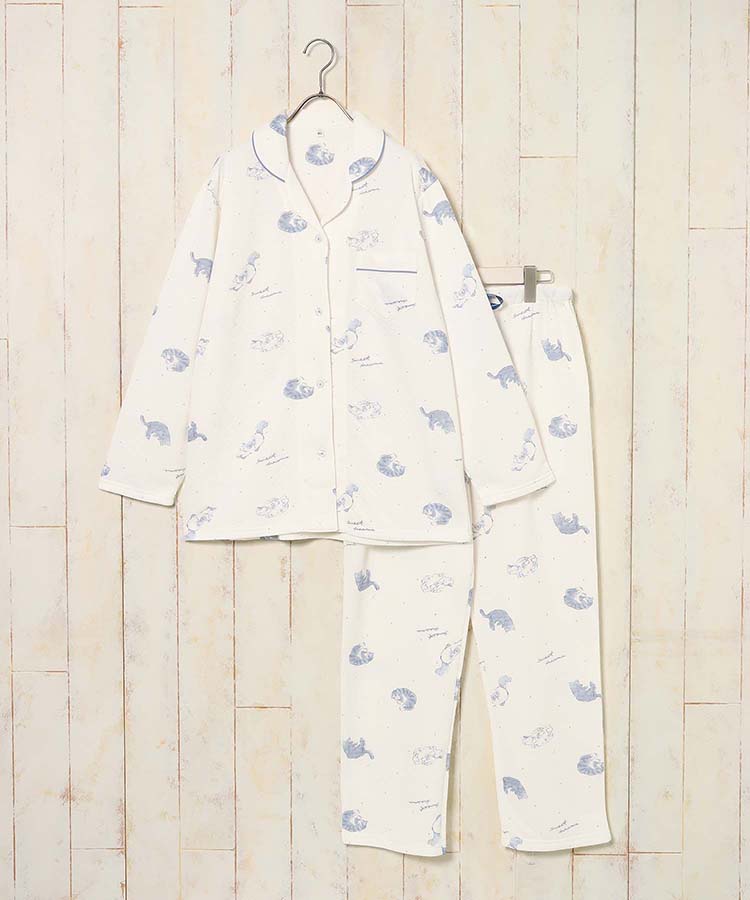 ねこ柄キルトパジャマ上下セット
