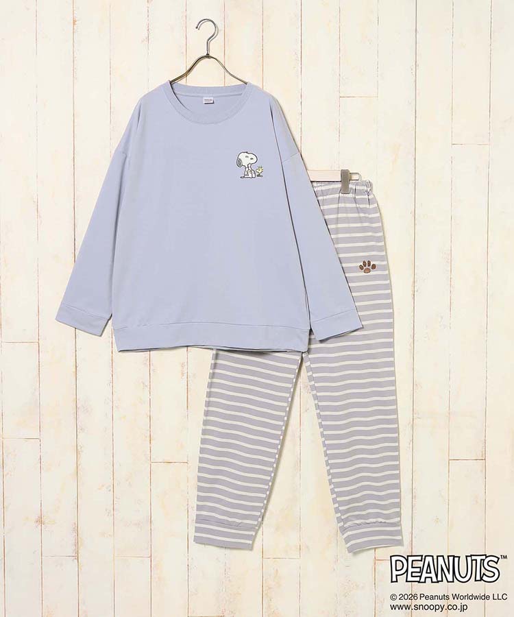 スヌーピーミニ裏毛ルームウェア上下セット