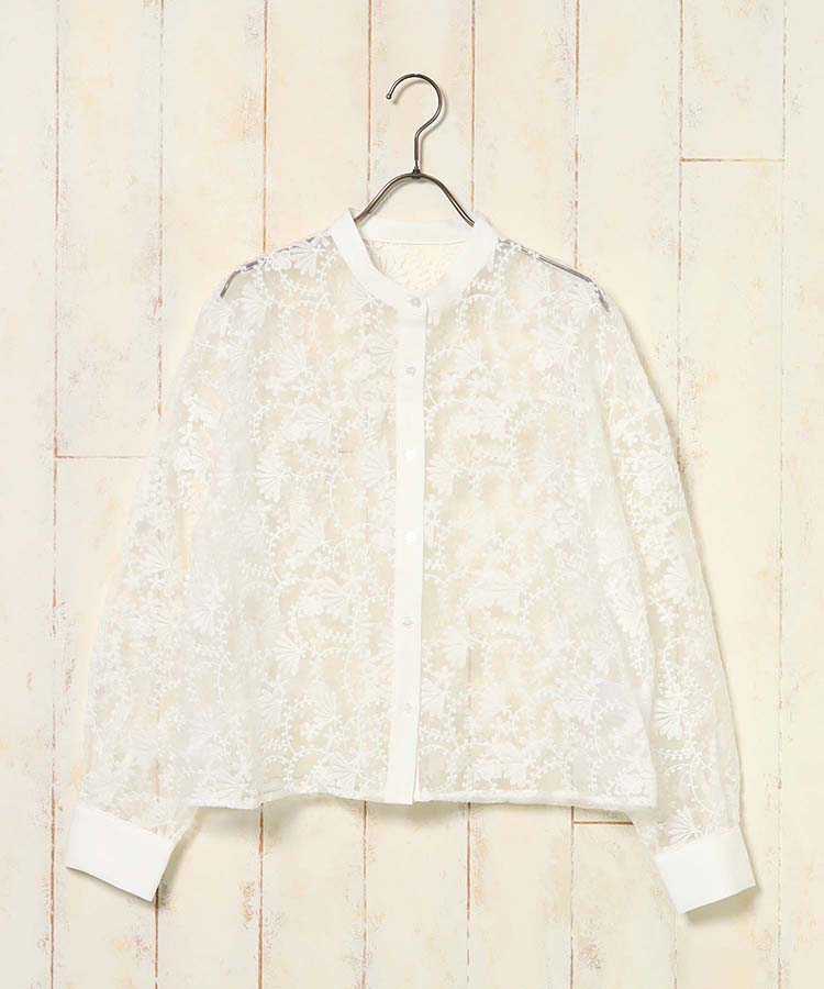 シアーフラワーレースブラウス