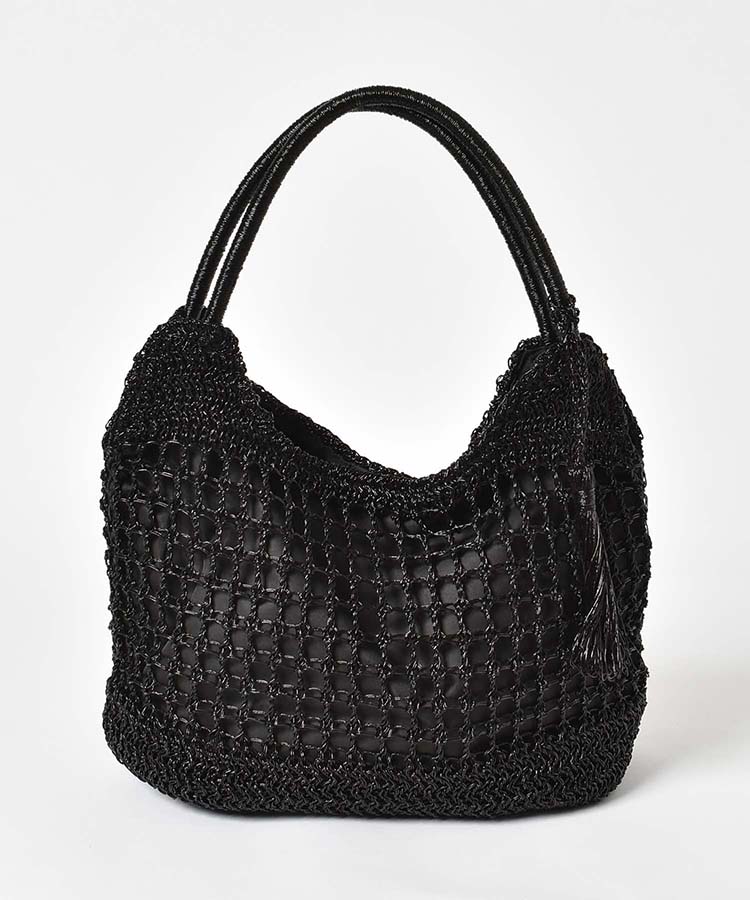 メタリックヤーンタッセル付きトート