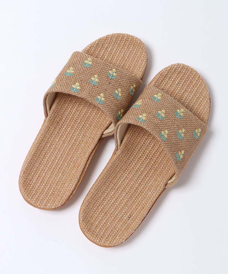 フラワー刺繍ジュートサンダル