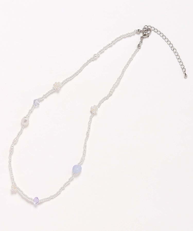 le petale天然石とパールのビーズネックレス