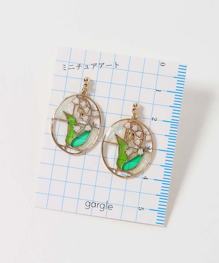 フラワーステンドグラスイヤリング