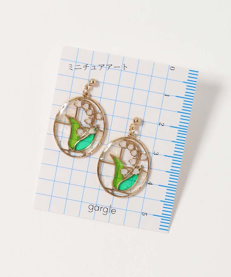 フラワーステンドグラスピアス