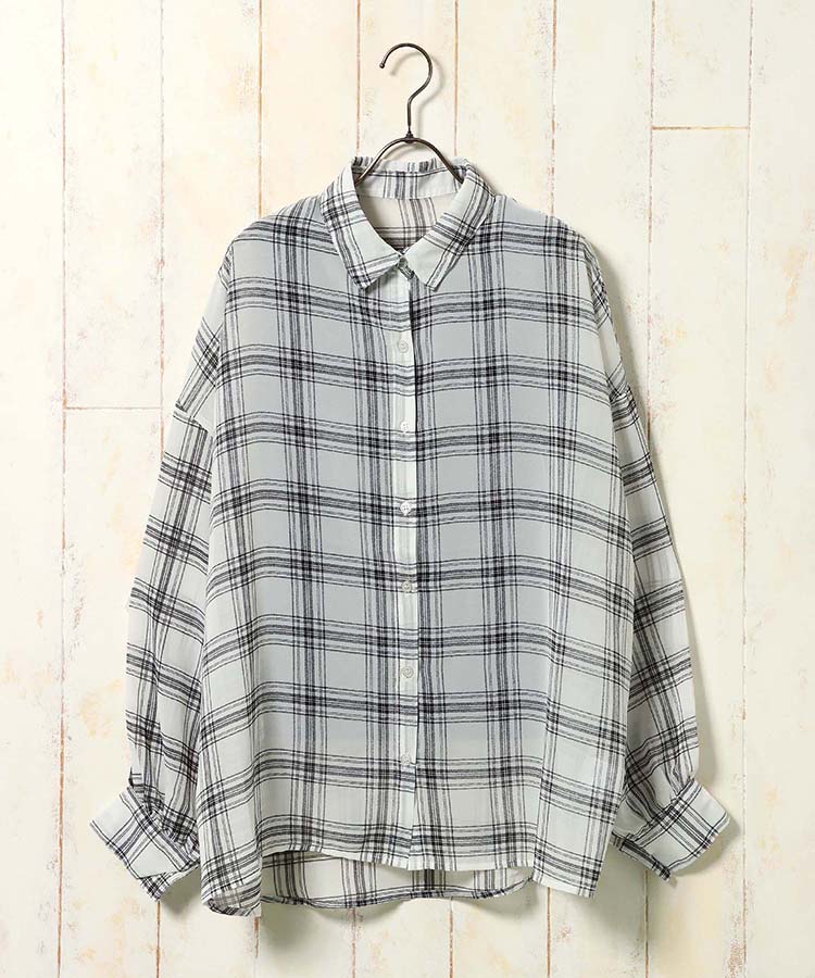 シアーチェックタンクトップ付きブラウス