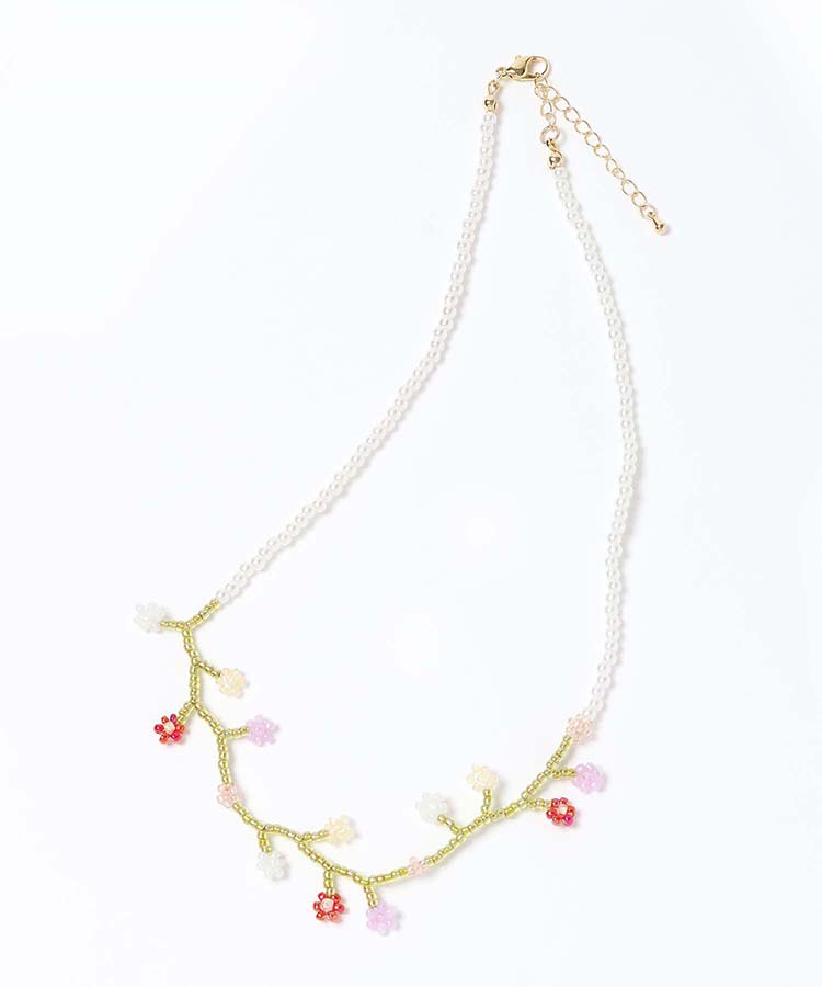 メニーフラワービーズネックレス