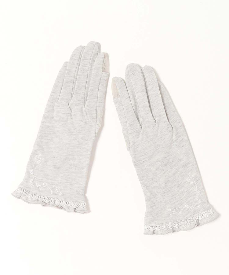 すそ花刺繍小花レースUVグローブ