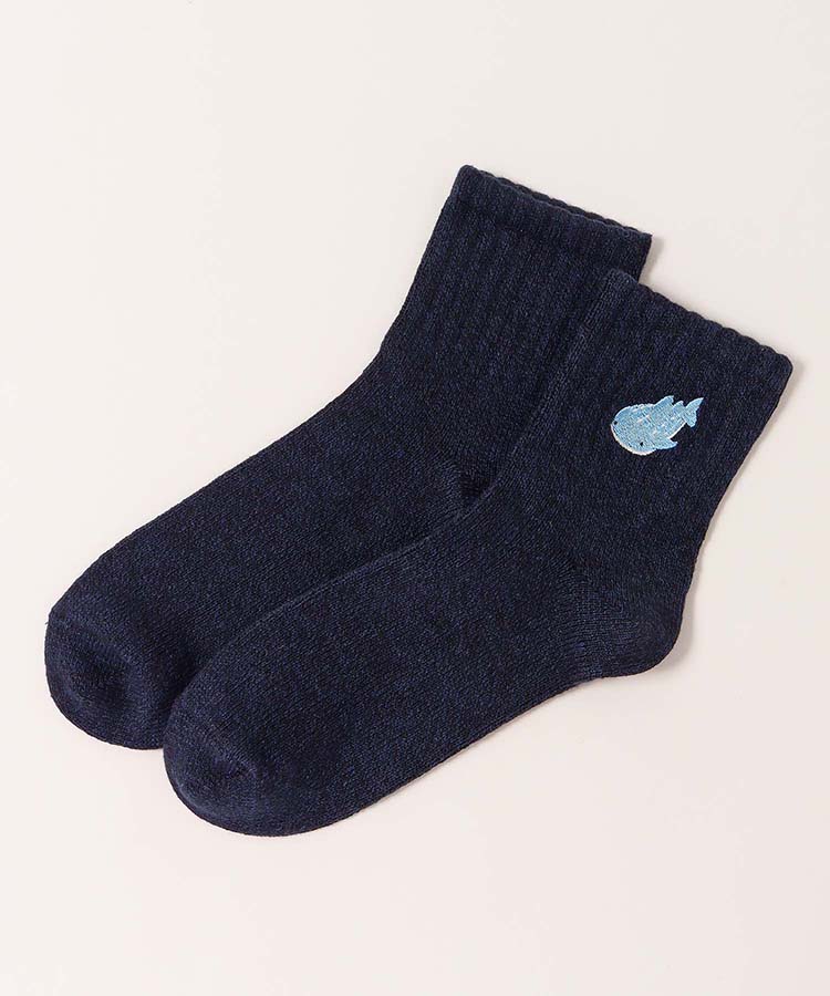 海の生き物刺繍ソックス