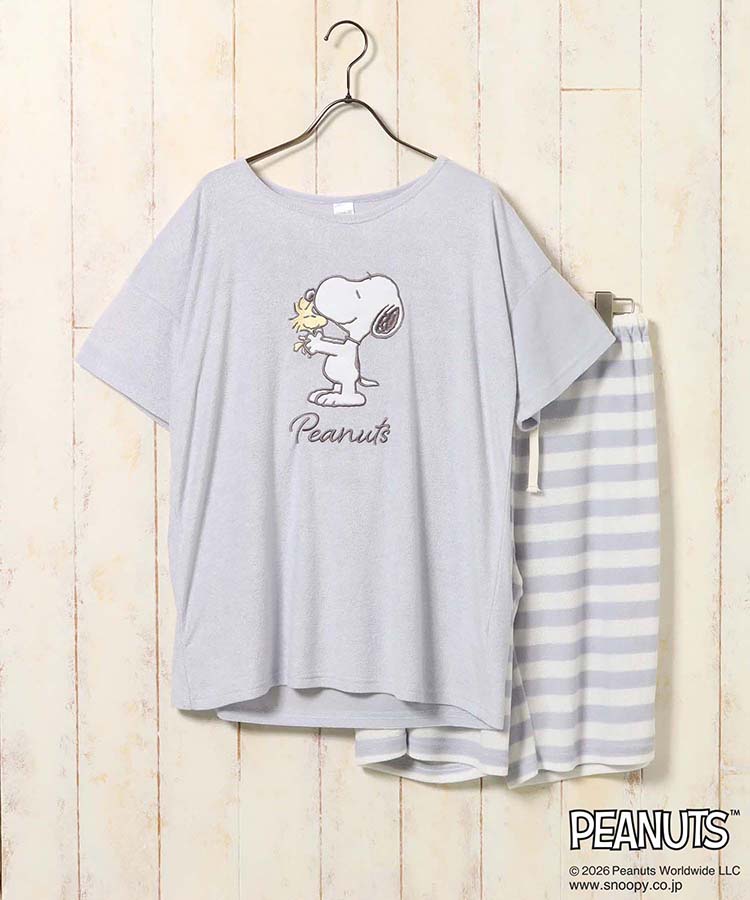 スヌーピー 半袖パイルルームウェア上下セット