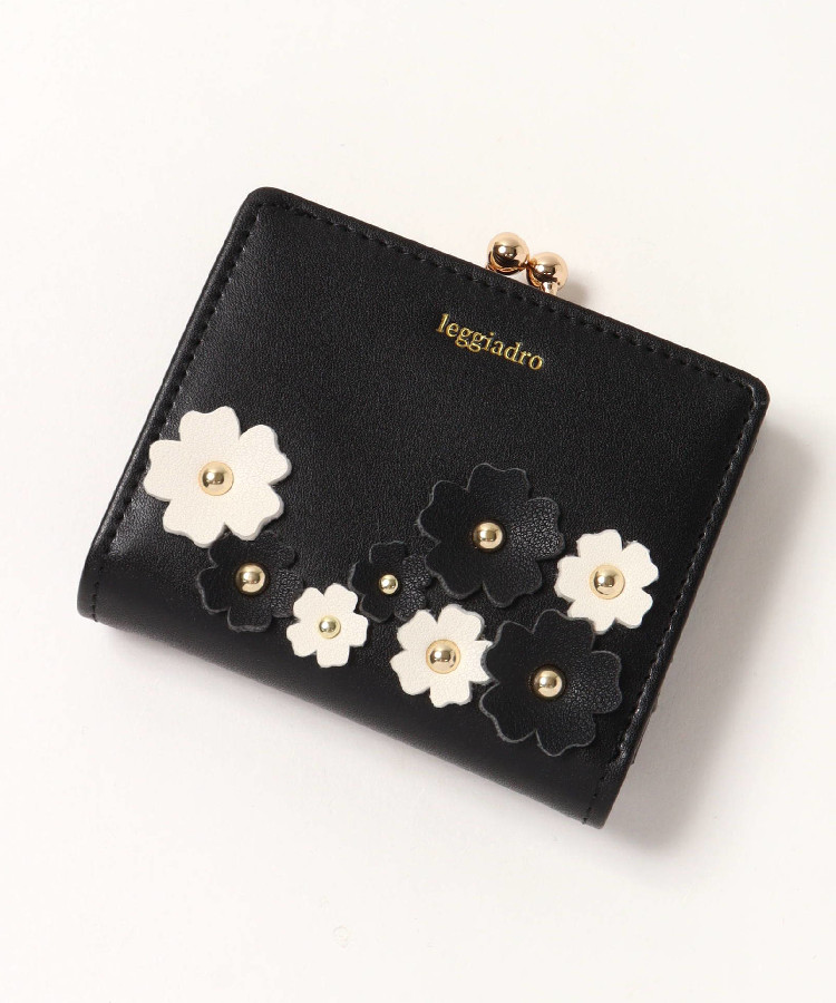 お花畑二つ折りがま口財布