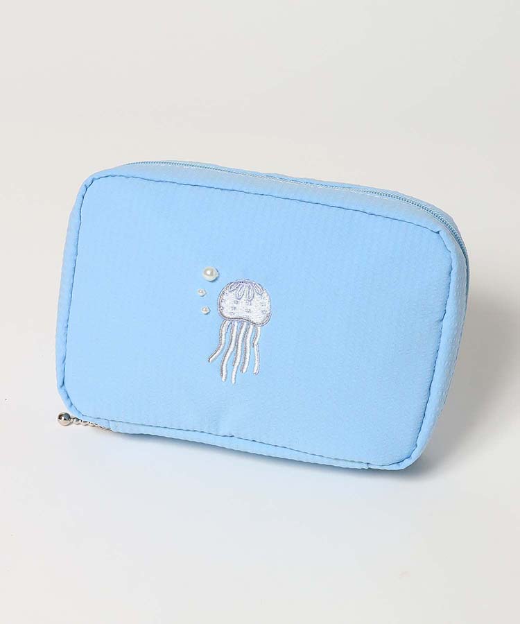 海洋生物パール刺繍多ポケットポーチ