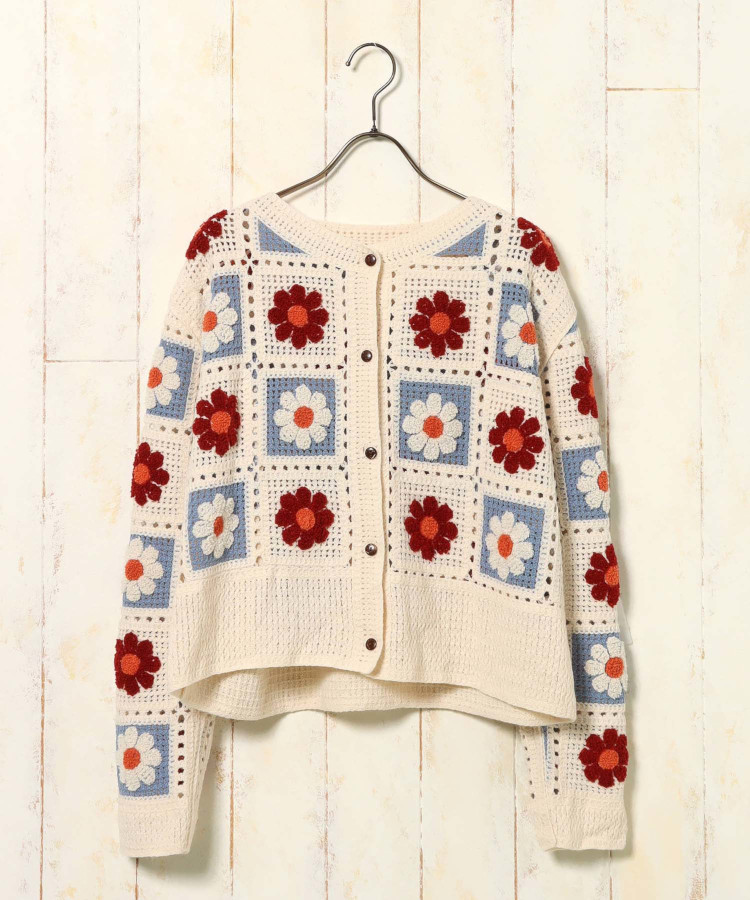 フラワーサガラ刺繍カーディガン