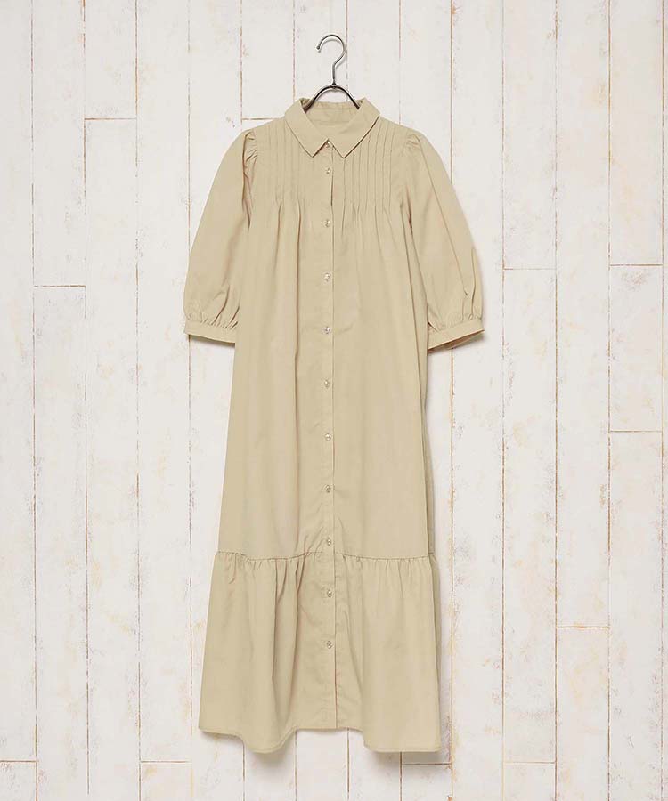 ≪SALE≫袖ボリュームピンタックワンピース