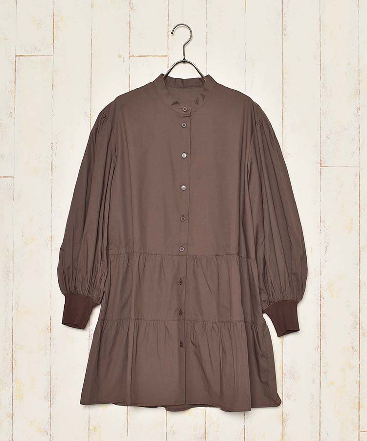 ≪SALE≫ノーカラーティアードブラウス