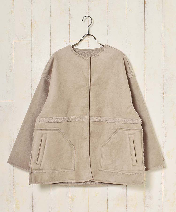 ≪OUTLET≫フェイクムートンリバーシブルコート
