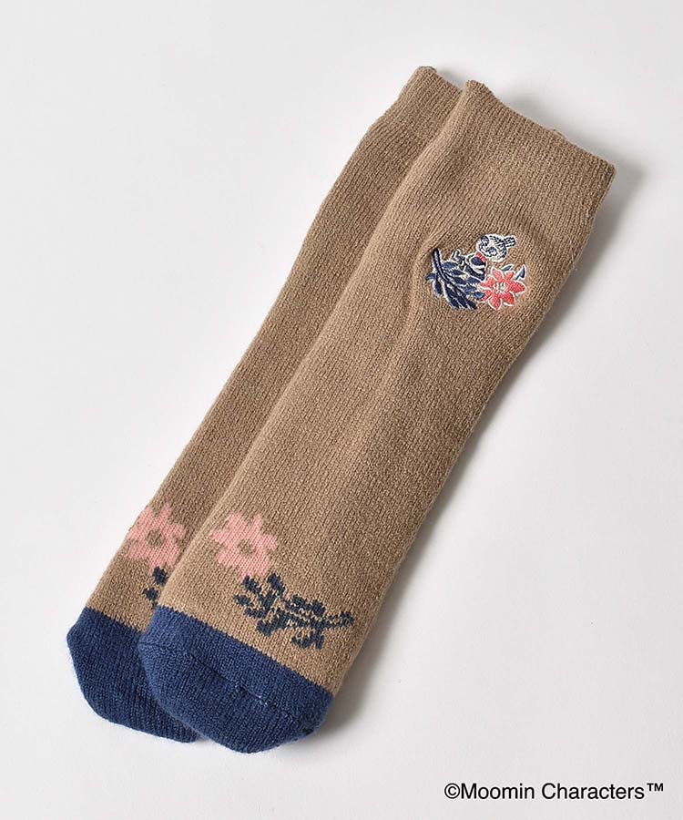 ≪OUTLET≫ミィ刺繍フラワー切替マシュマロホームソックス