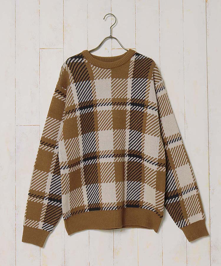 ≪OUTLET≫チェックニット
