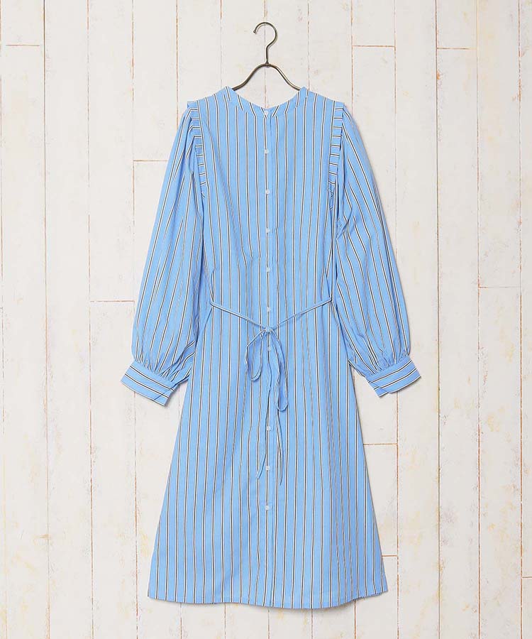 ≪SALE≫ストライプノーカラーワンピース