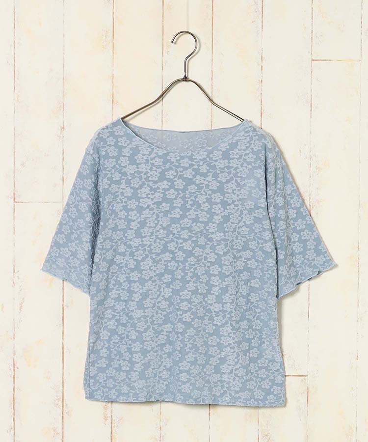 フラワーシアークルーネックTシャツ