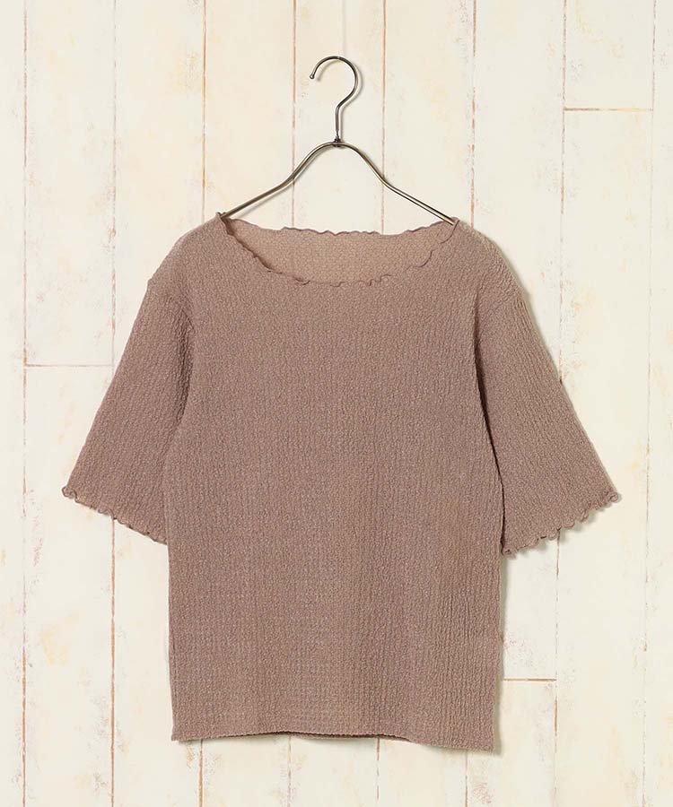 ≪SALE≫バブルシャーリングクルーネックTシャツ
