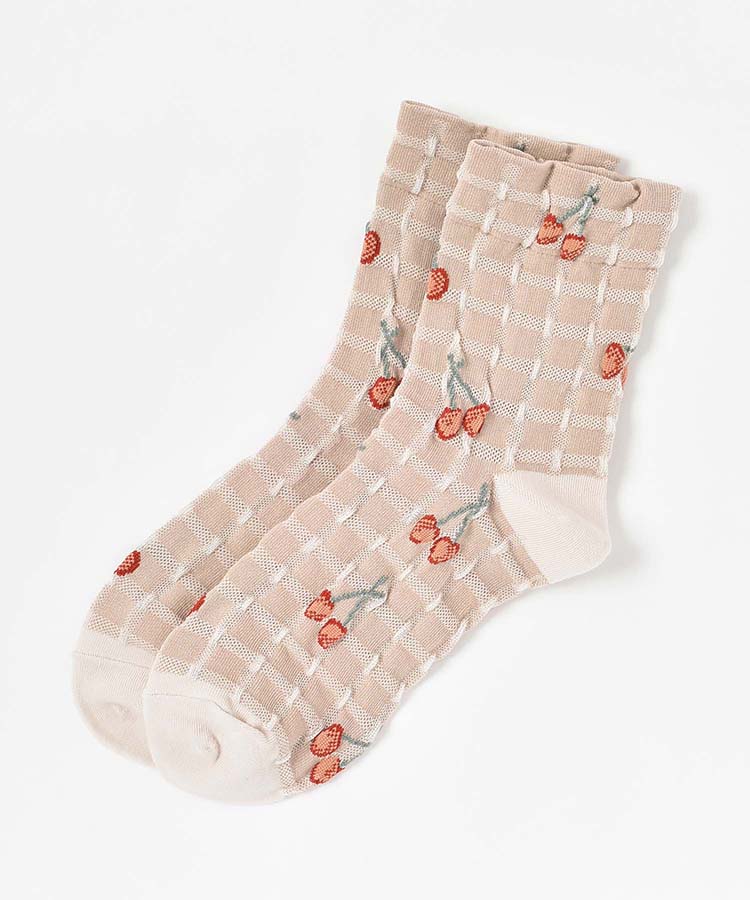 ≪SALE≫逆スパチェリーロークルーソックス