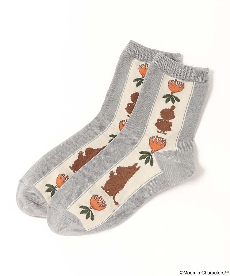 ムーミンシルエット縦ラインロークルーソックス