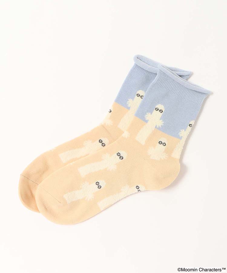 ニョロニョロ総柄ロークルーソックス