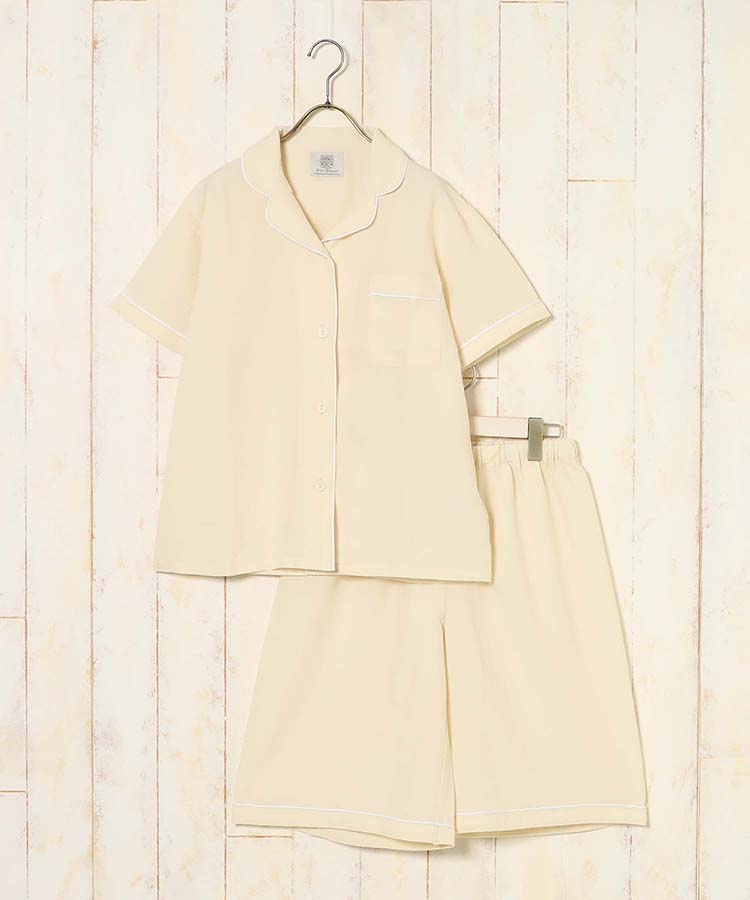 ≪SALE≫前開きパイピング半袖パジャマ